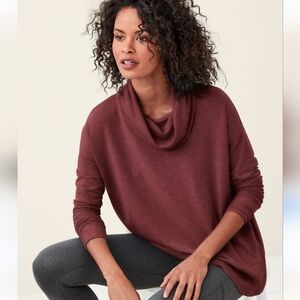 Garnet Hill French Terry Cowl Neck Tunic Top Brown Oversized Womens Size XL